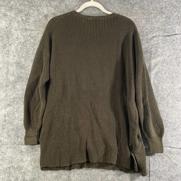 525 American Sweater Medium Brown Chunky Knit V-Neck Long Sleeve Oversized - Picture 2 of 7